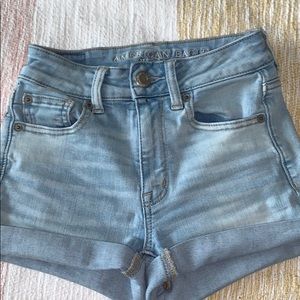 American Eagle “HIGH-WAISTED DENIM SHORT SHORT”